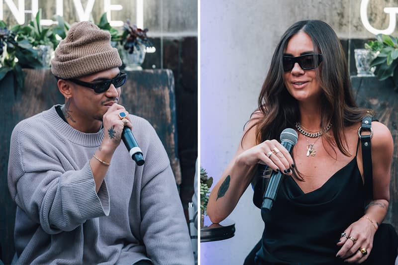 Rhuigi Villaseñor, Lola Plaku and Holly Jovenall, rhude, billy, los angeles, party, whiskey, hotel figueroa, courtney kenefick, panel