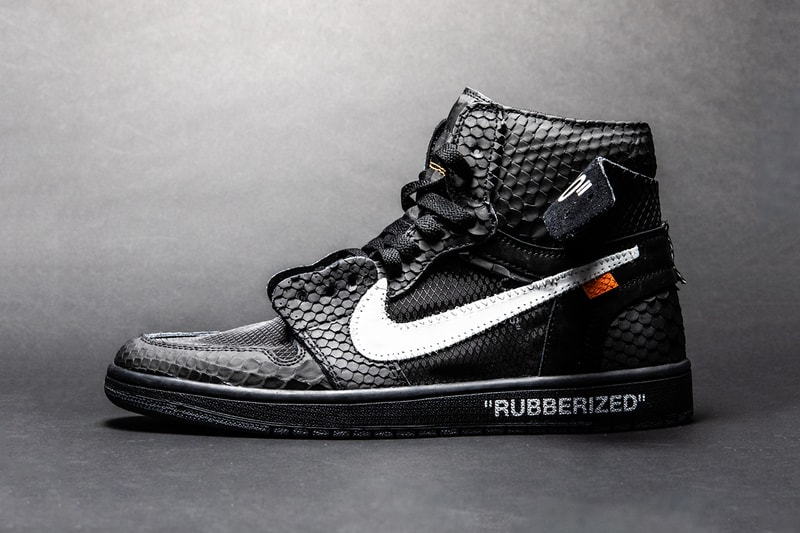 The Shoe Surgeon Air Jordan 1 "Rubberized Python" "Lux" custom sneakers jordan brand nike aj1 premium materials black white blue tag off-white drop date release info pricing price 