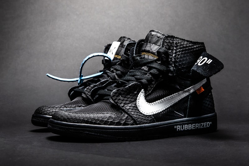 The Shoe Surgeon Air Jordan 1 "Rubberized Python" "Lux" custom sneakers jordan brand nike aj1 premium materials black white blue tag off-white drop date release info pricing price 