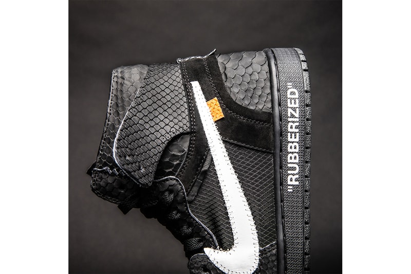 The Shoe Surgeon Air Jordan 1 "Rubberized Python" "Lux" custom sneakers jordan brand nike aj1 premium materials black white blue tag off-white drop date release info pricing price 