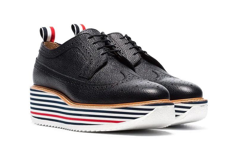 thom brown black chunky sole sneakers red white blue stripes spring summer 2019 