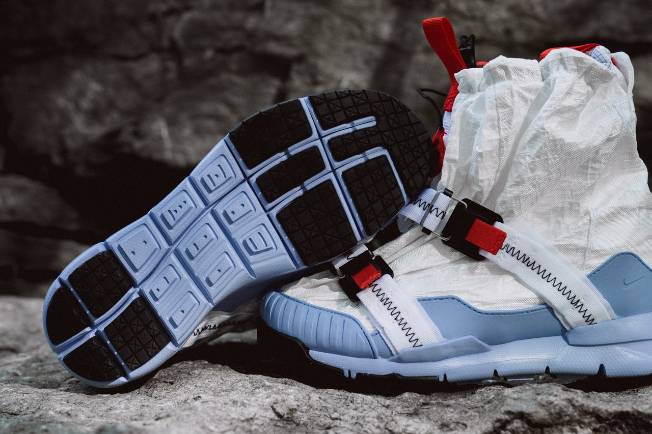 Tom Sachs x Nike Mars Yard Overshoe Closer Look collaboration colorway blue white detailed imagery