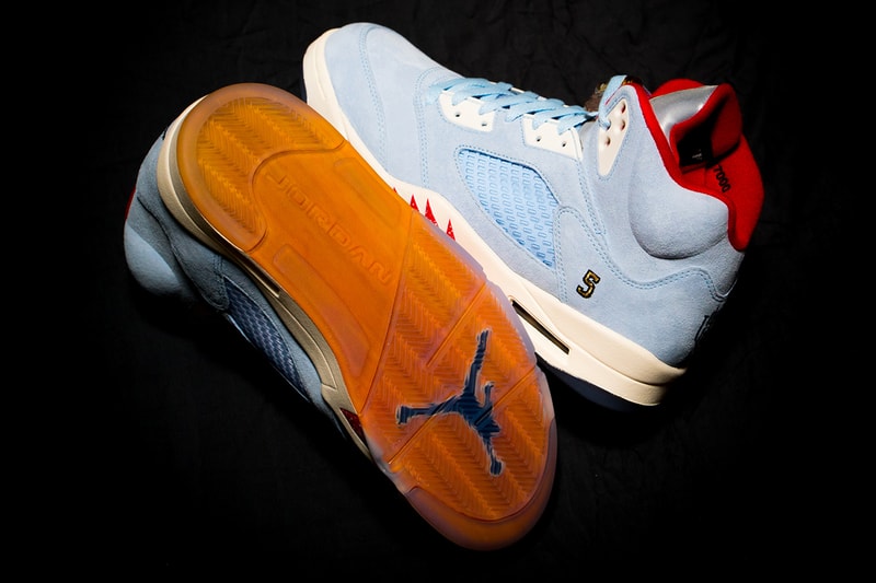 Trophy Room x Air Jordan 5 Retro "Ice Blue" Drop release info date buy red colorway friends family may 23 2019 exclusive marcus michael jordan celine orlando florida sail