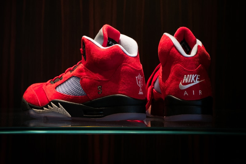 Trophy Room x Air Jordan 5 Retro "Ice Blue" Drop release info date buy red colorway friends family may 23 2019 exclusive marcus michael jordan celine orlando florida sail