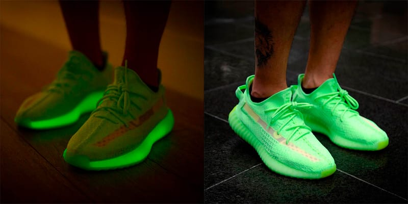 yeezy 350 glow in the dark on feet