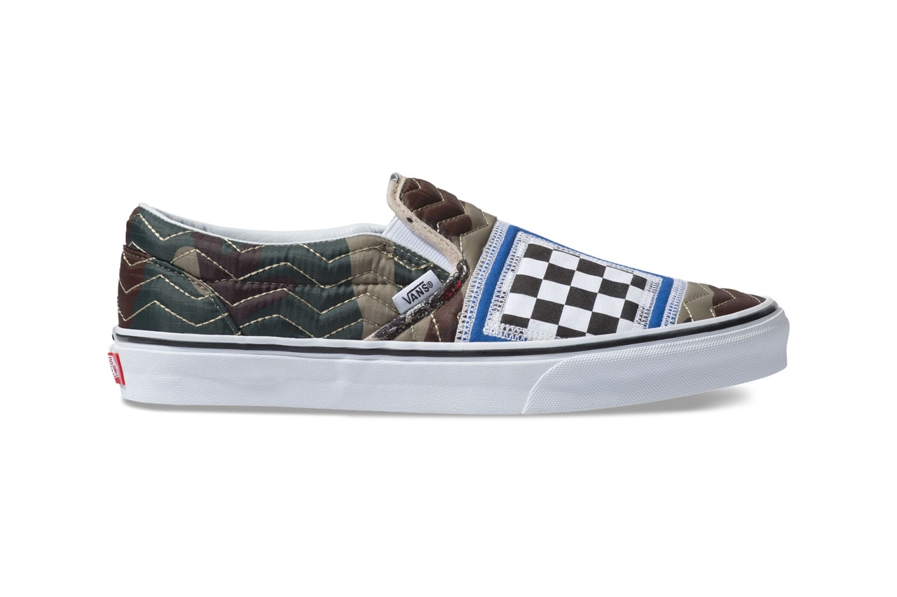 vans classic slip on mixed quilting camo white colorway release camouflage brown green blue black white checkers