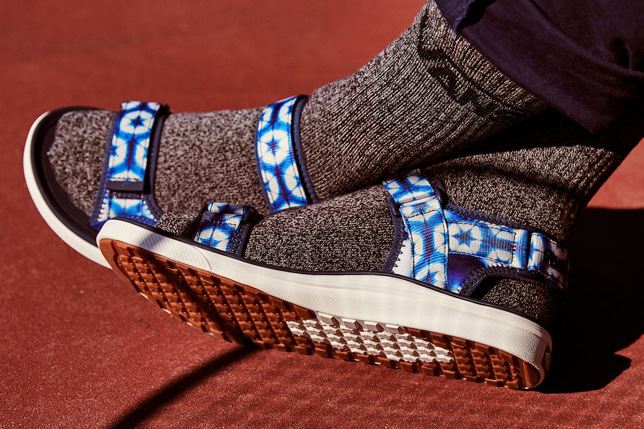 Paterson Vans Shibori Collection Release Info Details Authentic Sk8-Hi Tri Lock Sandal Ultra Range Blue White Indigo Dying pattern print first look closer look japanese new jersey new york