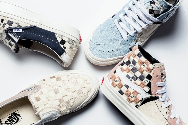 Vans Vault Classic Bricolage LX Pack Release Info sk8-hi slip on slip-on drop date price - CLASSIC WHITE/COOL BLUE/PARISIAN NIGHT CLASSIC WHITE/EBONY SPANISH VILLA/EBONY HUMMUS VN0A45K3VSI VN0A45JXVM2 VN0A45K3VSH VN0A45JXVM1