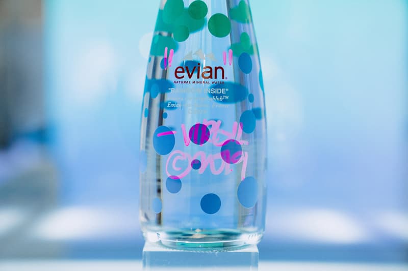 Virgil Abloh x Evian "Drip Drop" Pop-Up Event, Inside Look bottles soma one drop make a rainbow exclusive raffle giveaway signed new york nyc may 9 2019