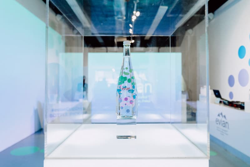 Virgil Abloh x Evian "Drip Drop" Pop-Up Event, Inside Look bottles soma one drop make a rainbow exclusive raffle giveaway signed new york nyc may 9 2019