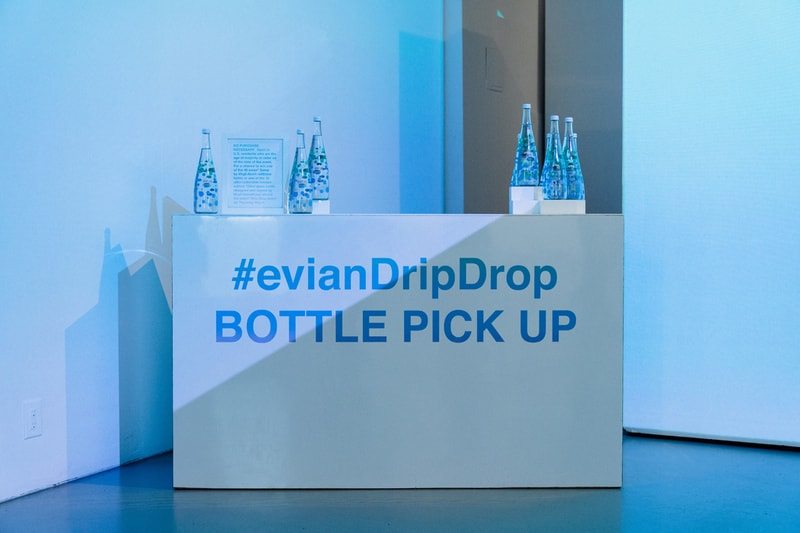 Virgil Abloh x Evian "Drip Drop" Pop-Up Event, Inside Look bottles soma one drop make a rainbow exclusive raffle giveaway signed new york nyc may 9 2019