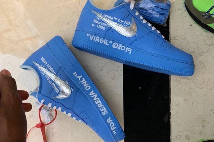 Virgil Abloh Gifts Serena Williams an Early Pair of the Off-White™ x Nike Air Force 1 in "University Blue"