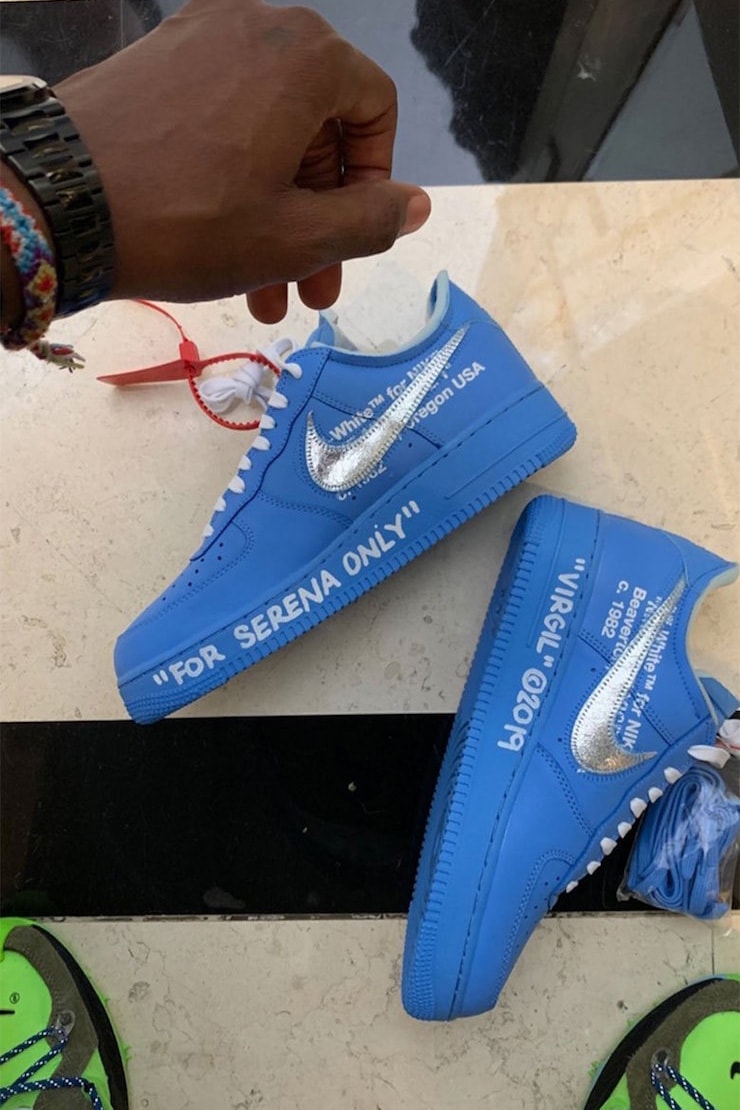 Virgil Abloh Gifts Serena Williams the Off-White™ x Nike Air Force 1 in "University Blue" af1 Museum Of Contemporary Art in Chicago mca
