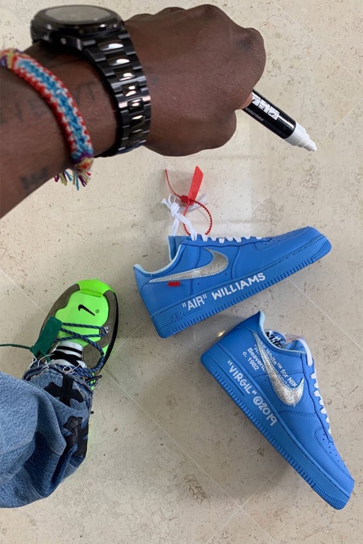 Virgil Abloh Gifts Serena Williams the Off-White™ x Nike Air Force 1 in "University Blue" af1 Museum Of Contemporary Art in Chicago mca