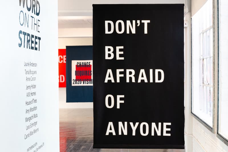 house of trees word on the street exhibition public art initiative refugees jenny holzer carrie mae weems tania bruguera anne carson laurie anderson wangechi mutu