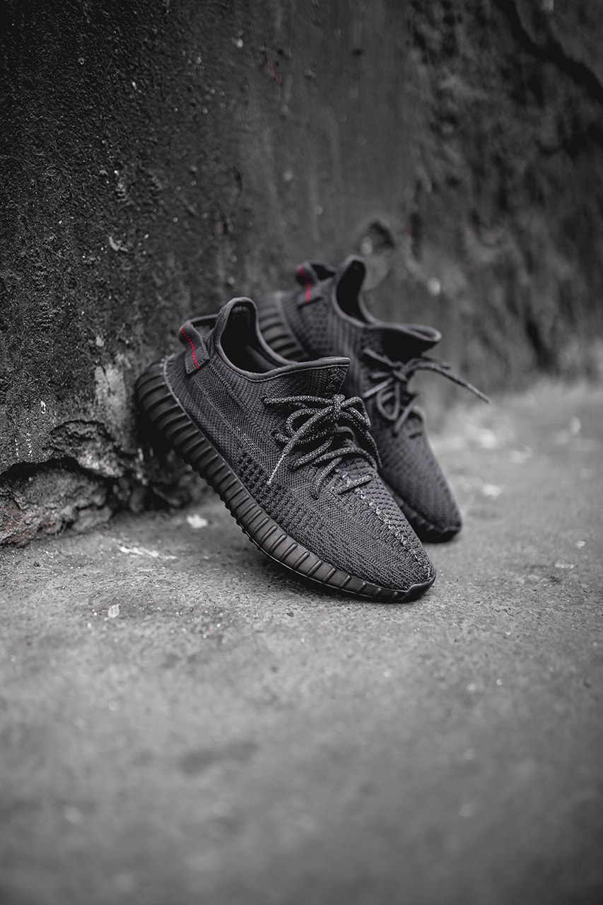 adidas Originals YEEZY BOOST 350 V2 Triple Black colorway release date info details buy on feet closer look details colorway