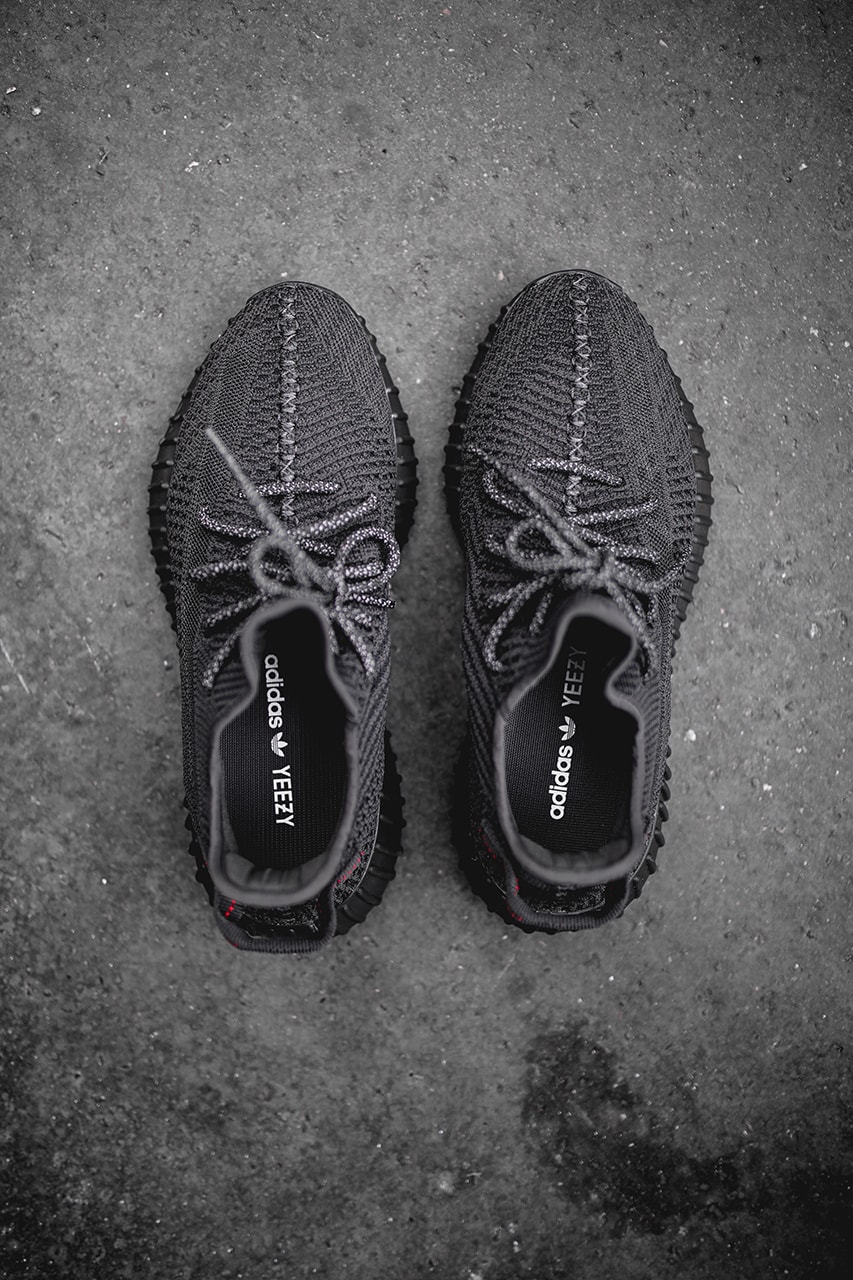 adidas Originals YEEZY BOOST 350 V2 Triple Black colorway release date info details buy on feet closer look details colorway