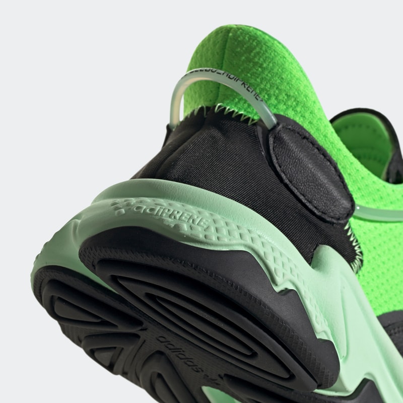 adidas Originals Ozweego Solar Green Core Black footwear adiprene midsole three stripes mesh leather pipes eva cushion tpu shock absoprtion