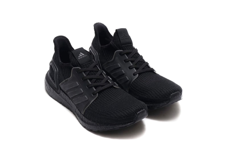 adidas UltraBOOST 19 "Core Black" Release triple black three stripes atmos japan sneakers information running boost midsole 