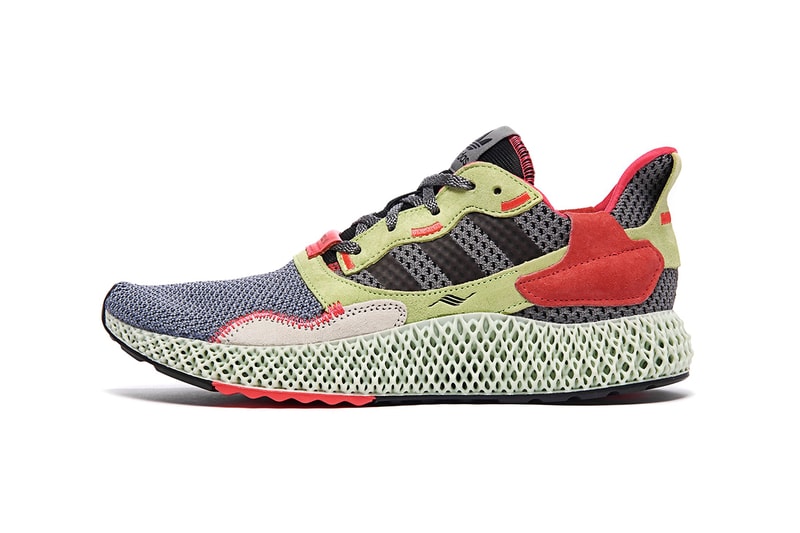 adidas ZX 4000 4D "Grey/Yellow/Red" Sneaker Release Information Release Liquid Resin Light Oxygen Sole Unit Footwear Retro Rework Primeknit Three Stripes