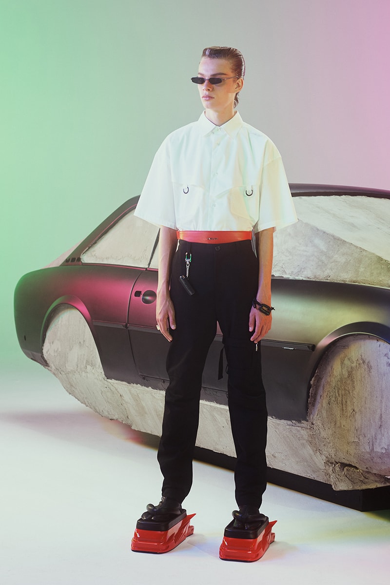 AMBUSH Spring/Summer 2020 SS20 Collection Mens Womens Lookbook Shots Paris Fashion Week Men's Release Yoon Ahn Designed Pieces Racing Automotive Theme Futuristic Sporting