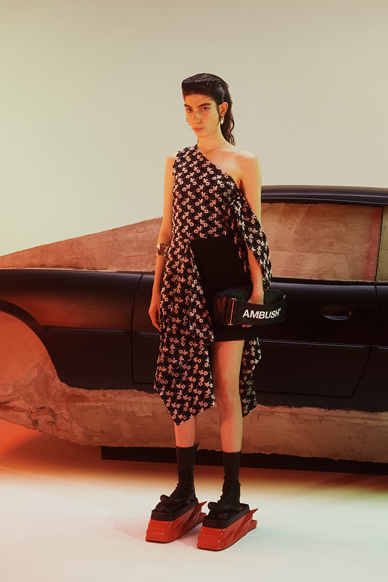 AMBUSH Spring/Summer 2020 SS20 Collection Mens Womens Lookbook Shots Paris Fashion Week Men's Release Yoon Ahn Designed Pieces Racing Automotive Theme Futuristic Sporting