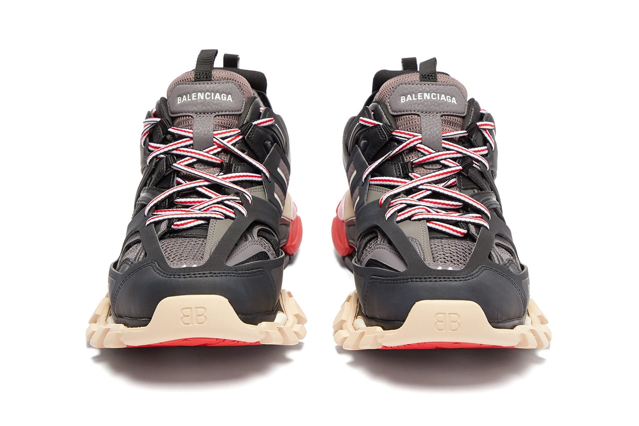Balenciaga Track Sneaker Black Grey Red Beige Pre-Fall 2019 Chunky Sneaker Mesh Trainers Demna Gvasalia Laser Cut Panels 3M Detailing Release Information Cop Online Buy Now MATCHESFASHION.COM