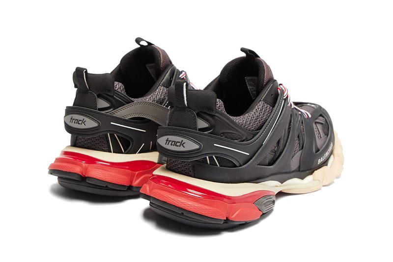 Balenciaga Track Sneaker Black Grey Red Beige Pre-Fall 2019 Chunky Sneaker Mesh Trainers Demna Gvasalia Laser Cut Panels 3M Detailing Release Information Cop Online Buy Now MATCHESFASHION.COM