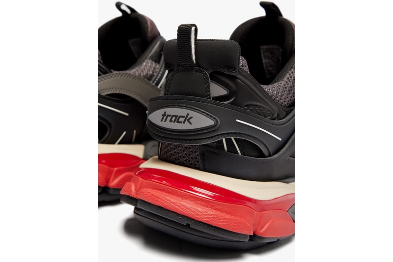 Balenciaga Track Sneaker Black Grey Red Beige Pre-Fall 2019 Chunky Sneaker Mesh Trainers Demna Gvasalia Laser Cut Panels 3M Detailing Release Information Cop Online Buy Now MATCHESFASHION.COM