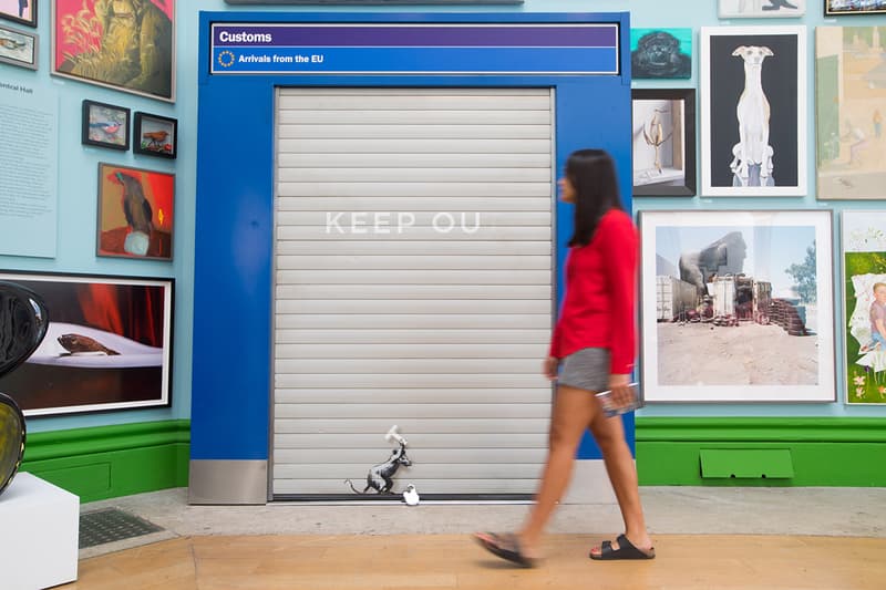 Banksy 'Keep Ou' 2019 Artwork Anti-Brexit EU Arrivals Post Customs Rat Graffiti London’s Royal Academy Annual Summer Exhibition Closer Look