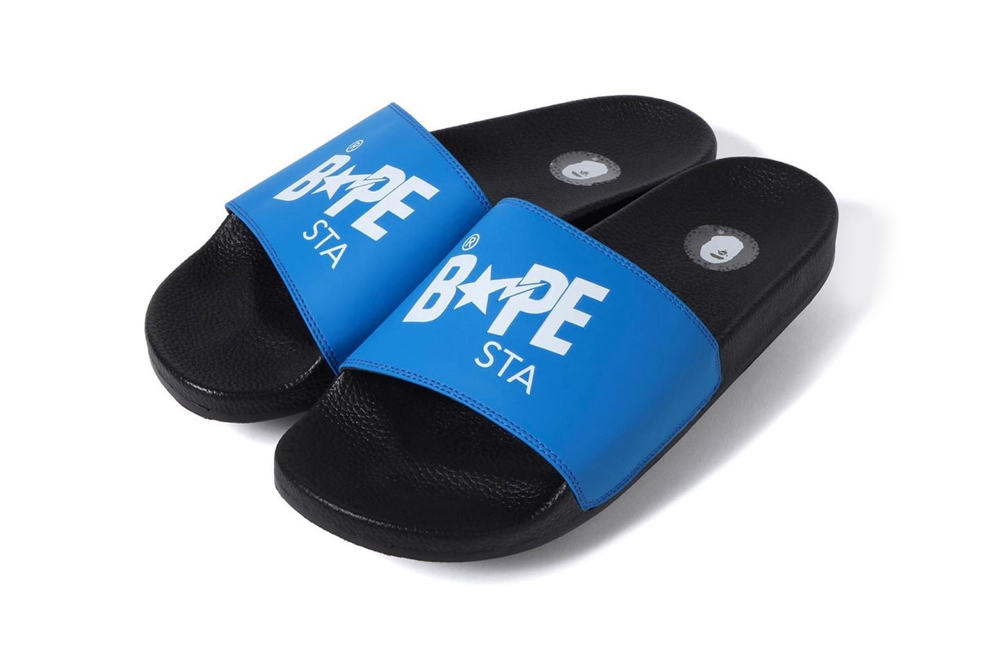 BAPE BAPESTA Slides SS19 Release spring summer 2019 college slides sandals a bathing ape blue red purple black white ape head 