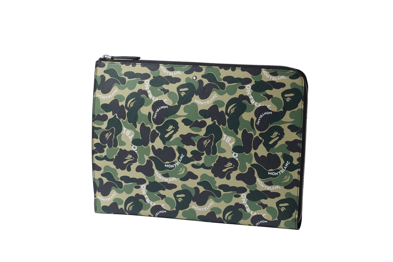 Montblanc x BAPE SS19 Collection spring summer 2019 collaborations accessories pens leather wallets case doc case portfolio computer bag wallet pen case