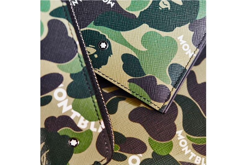 Montblanc x BAPE SS19 Collection spring summer 2019 collaborations accessories pens leather wallets case doc case portfolio computer bag wallet pen case