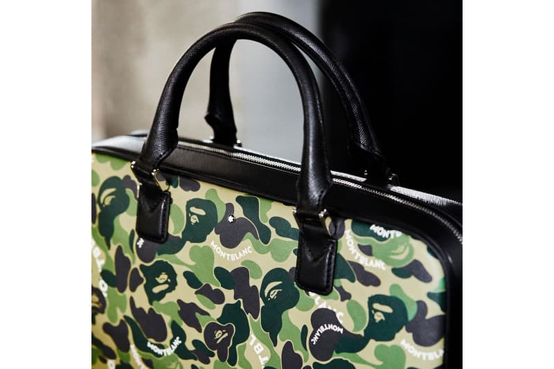 Montblanc x BAPE SS19 Collection spring summer 2019 collaborations accessories pens leather wallets case doc case portfolio computer bag wallet pen case