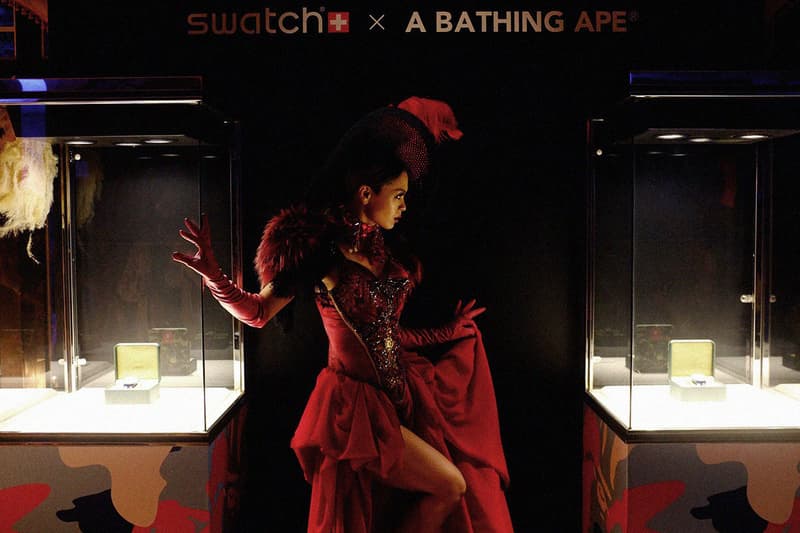 BAPE x Swatch Collaboration, Pre-Release Event Recap watches timepiece colorway city london new york berlin international first camo pattern 1993 june 15 2019 buy