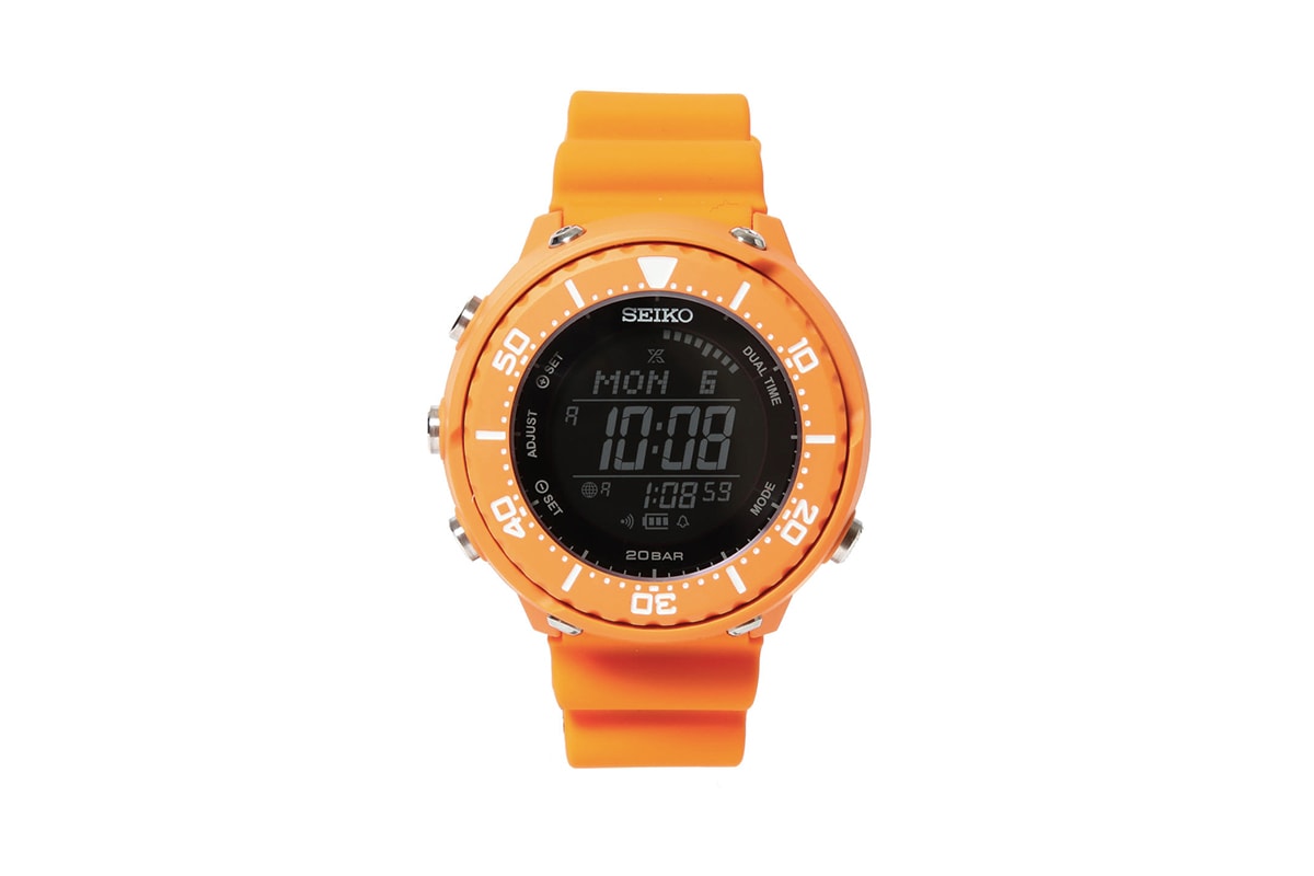 BEAMS Seiko Prospex Fieldmaster LOWERCASE Digital Watch Orange Rescue Emergency dial bezel 20 bar waterproof solar caliber S208 500 pieces limited edition