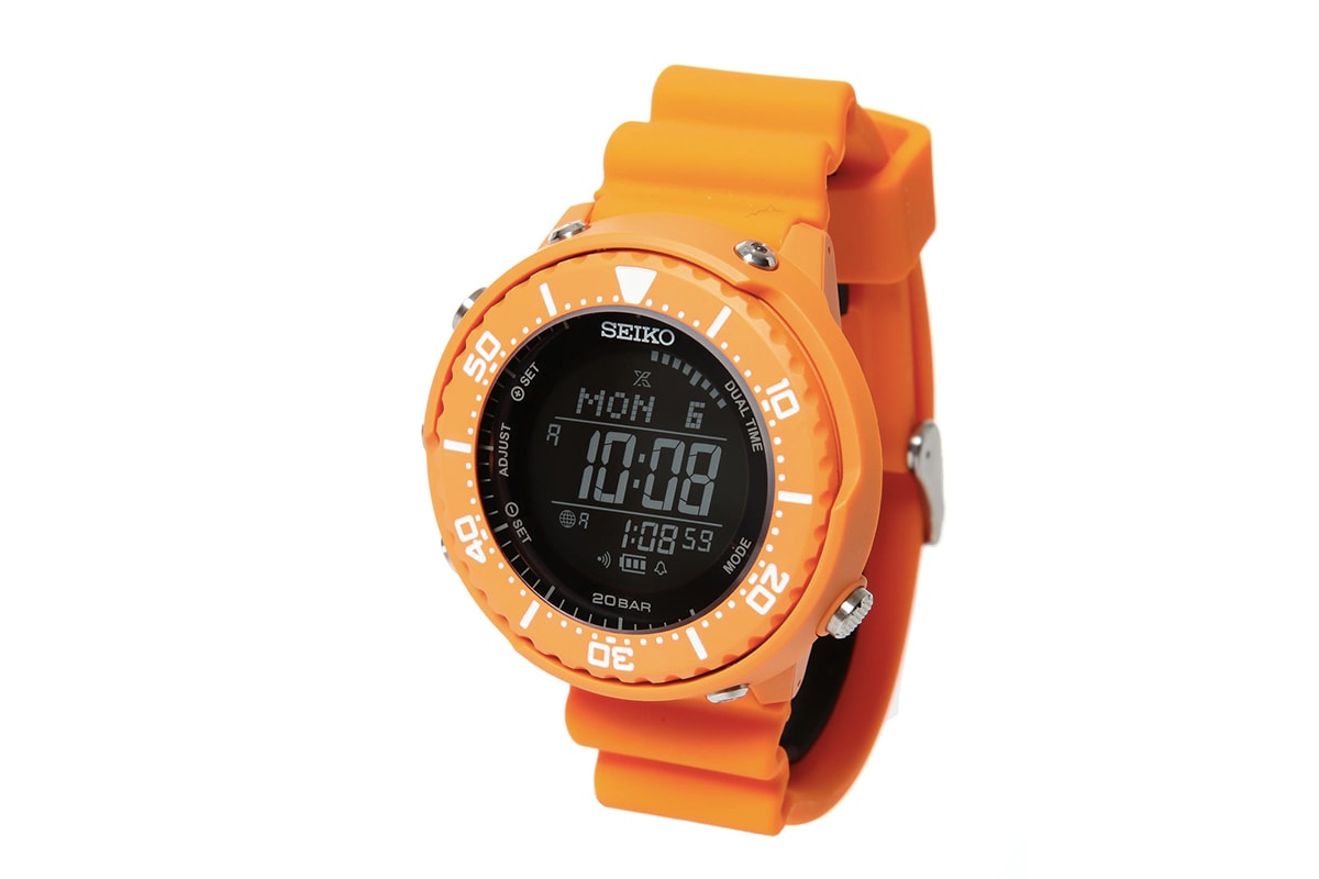 BEAMS Seiko Prospex Fieldmaster LOWERCASE Digital Watch Orange Rescue Emergency dial bezel 20 bar waterproof solar caliber S208 500 pieces limited edition