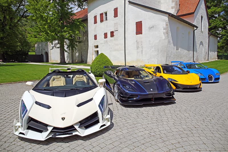 Bonhams Geneva Hypercar Supercar Auction Sale No Reserve Lamborghini Veneno McLaren P1 Bugatti Veyron 16.4 Ferrari LaFerrari Koenigsegg One:1 Aston Martin One-77 Bentley Maserati Maybach Mercedes Clubhouse Lake