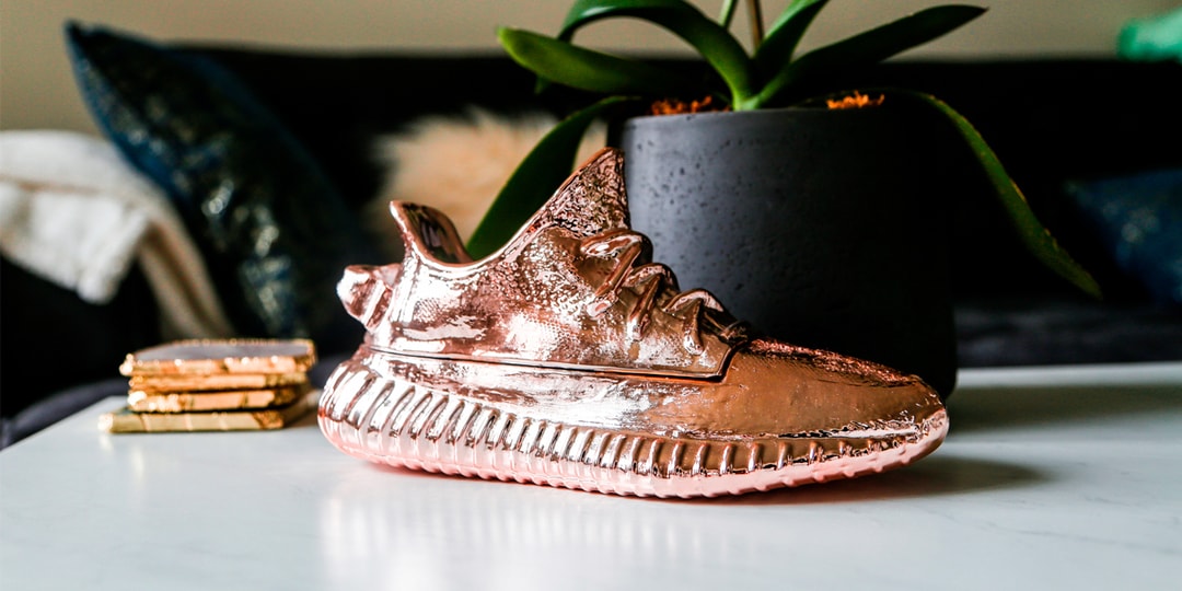 adidas gazelle silver green womens SS001 Rose Gold Yeezy Shoe Sculpture by Ceeze  Sprayed Paint Art Collection