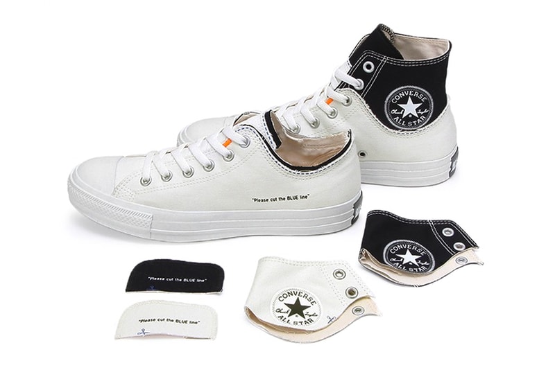 Converse All Star Cut Line Chuck Taylor White Black Red Customize Japan Scissors 1970 fraying low two tone duo color