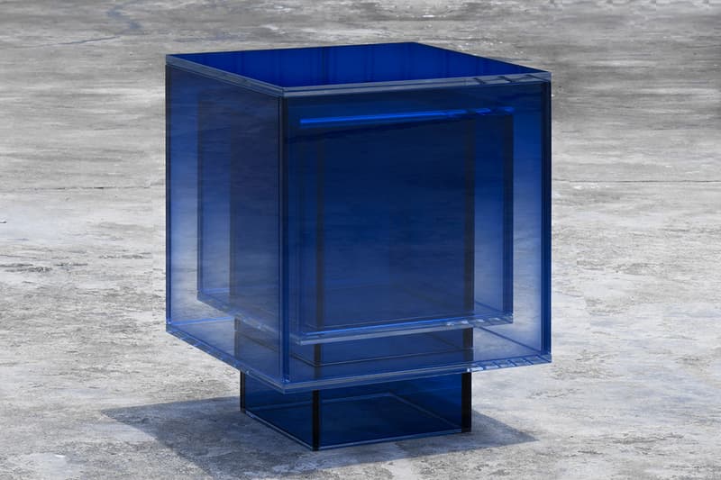 Design Miami 2019 studio BUZAO NULL Series designer Zeng Peng gradient furniture glass blue sea sky