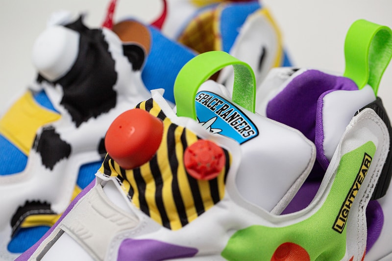 BAIT Disney Pixar Reebok Instapump Fury Toy Story 4 movies buzz lightyear sheriff woody alien mr. potato head animation pumps sneakers you've got a friend in me to infinity and beyond