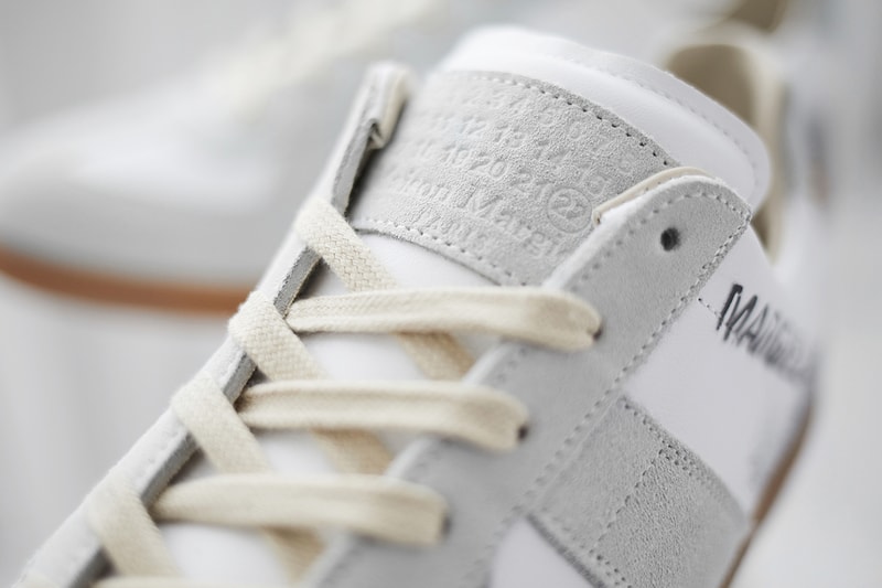 end clothing maison margiela 22 replica graffiti sneaker first look white grey black gum sole paint spray images buy launches register order