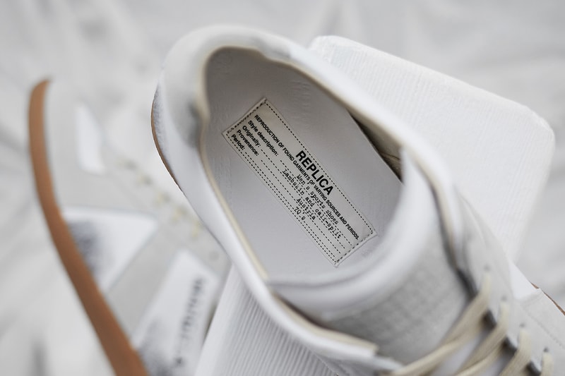 end clothing maison margiela 22 replica graffiti sneaker first look white grey black gum sole paint spray images buy launches register order