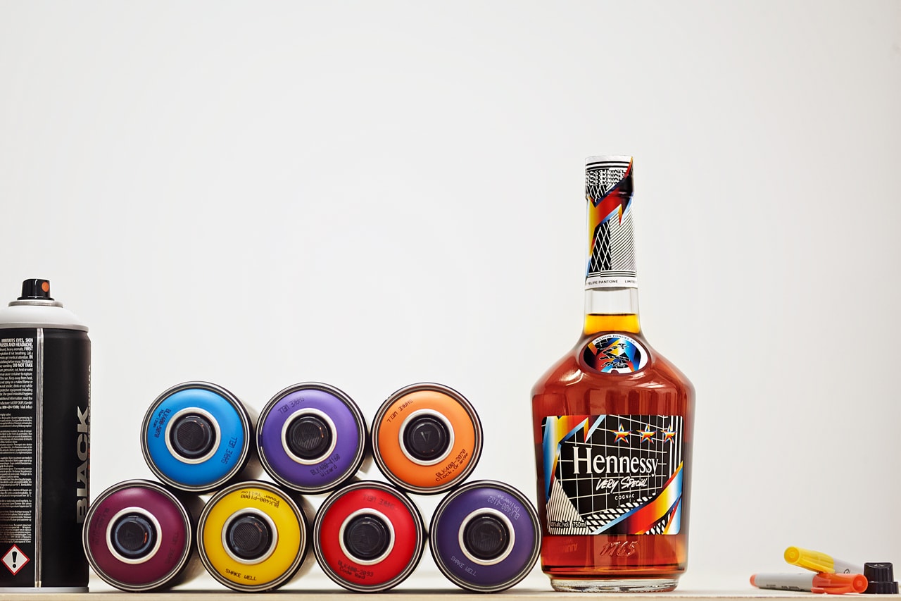 felipe pantone hennessy vs collaboration bottle artworks kinetic art graphics