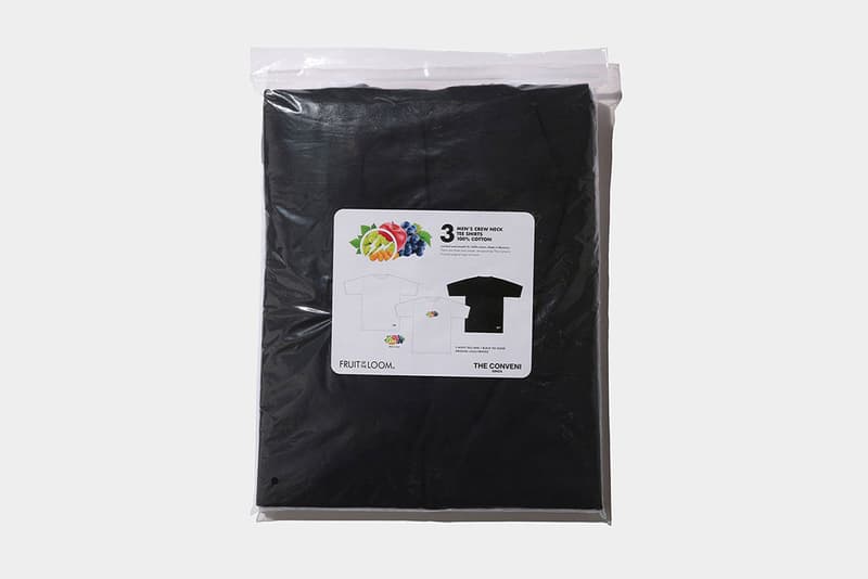 fragment design x Fruit of the Loom, The Conveni collaboration pack tee shirts release date info drop colorways hiroshi fujiwara