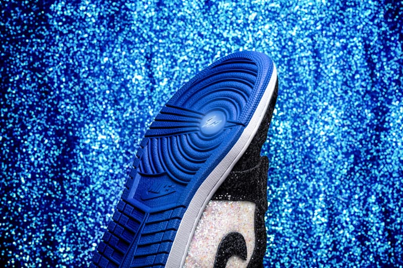 Shoe Surgeon's fragment x Air Jordan 1 "Glitter" custom colorway nous paris june 22 2019 limited 25 pairs exclusive j balvin dj snakedani alvez kylian mbappe sneaker release date info exclusive paris fashion week