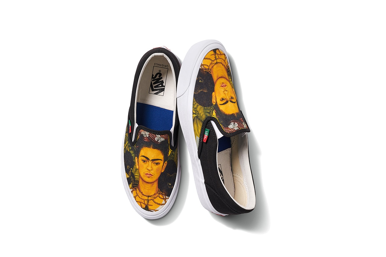 Frida Kahlo Vans Vault UA OG Sk8-Hi LX Authentic Slip On Collaboration Footwear Release Limited Edition Art Sneakers Mexican Artist Floral Self Portrait Leather Canvas