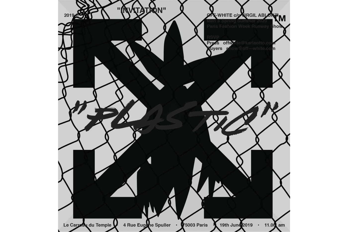 Futura Off White Paris Fashion Week Spring Summer 2020 Virgil Abloh Teaser Show invite