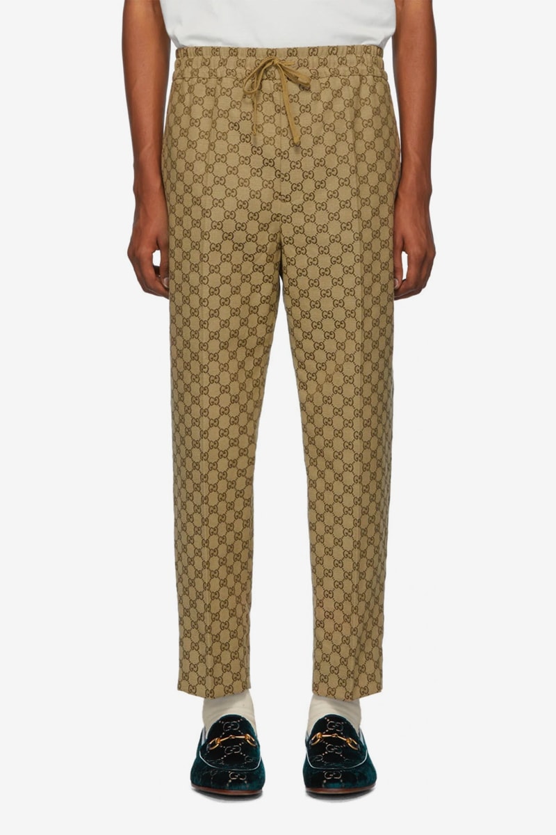 Gucci Brown GG Logo jacquard Suit & Patch Cap Release Info blazer jacket trousers joggers info price ssense buy now 